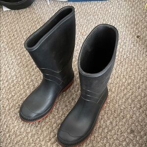 Black Rubber Boots with Red Soles